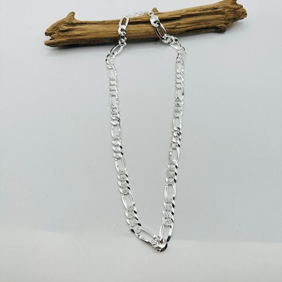 Flat Figaro Sterling Silver Chain - Picture 1 of 4